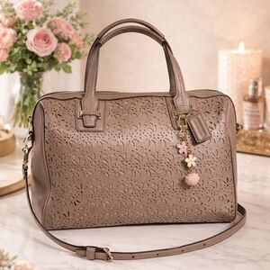 Coach Taylor Eyelet Leather Satchel Crossbody 27392 Putty